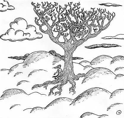 Arbre-pierre avec Nuagin pour donner l'&eacute;chelle, par Tybalt