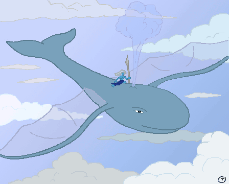 Baleine volant au milieu d'une tempête, par Tybalt