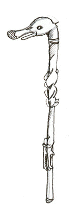Cela peut sembler un sort bien cruel pour la pauvre canne entravée et privée de sa liberté... (dessin de Loonce Selagnes)