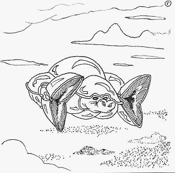 Crabe des nuées poursuivant un banc d'aérokrill, par Tybalt
