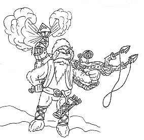 Un Fourchier a&eacute;ro-nain arm&eacute; d'un fourchier &agrave; vapeur, par Tybalt