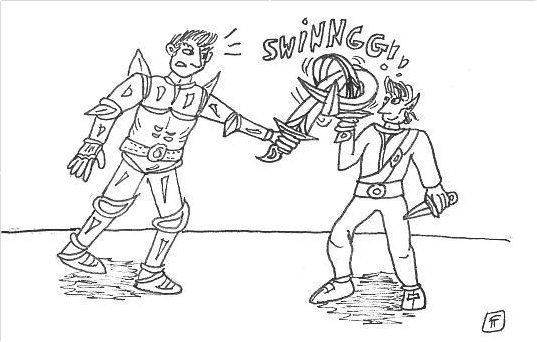 Duels d'escrimeurs arm&eacute;s d'&eacute;p&eacute;es fantasques