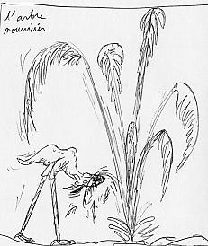 Hari  broutant un immense arbre-plume, par Tybalt