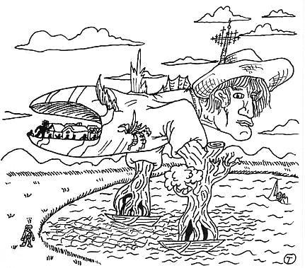 Homme-arbnre-navire-bo&icirc;te-cit&eacute;, par Tybalt, d'apr&egrave;s J. Bosch