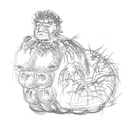 Croquis d'un homoventre retrouv&eacute; sur le journal de voyage du Baron Von Rawt.