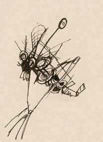 croquis r&eacute;alis&eacute;s sur le vif par un &eacute;rudit lors d'une manifestation d'un Leugho cherchant &agrave; se construire un corps &agrave; partir des d&eacute;bris d'une locomotive naine...