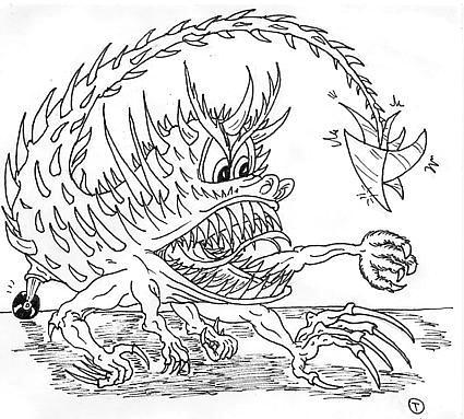 monstre &agrave; 5 pattes avant et 1 patte arri&egrave;re