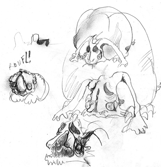 Croquis de monstres ménagers, par Loonce Selagnes