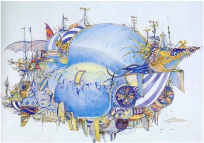 Vaisseau volant, par Amano (avec l'aimable autorisation du site Amano)