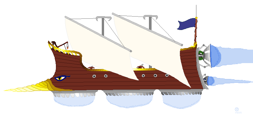 Croiseur de guerre aéro-nain, pixelisé par Tybalt.